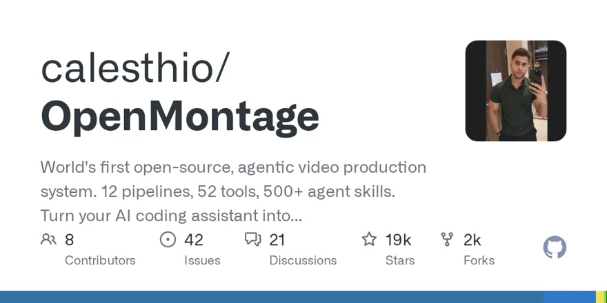 calesthio/OpenMontage GitHub 项目预览